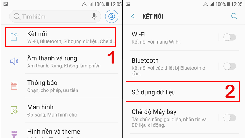 Chọn Kết nối v&agrave; Sử dụng dữ liệu